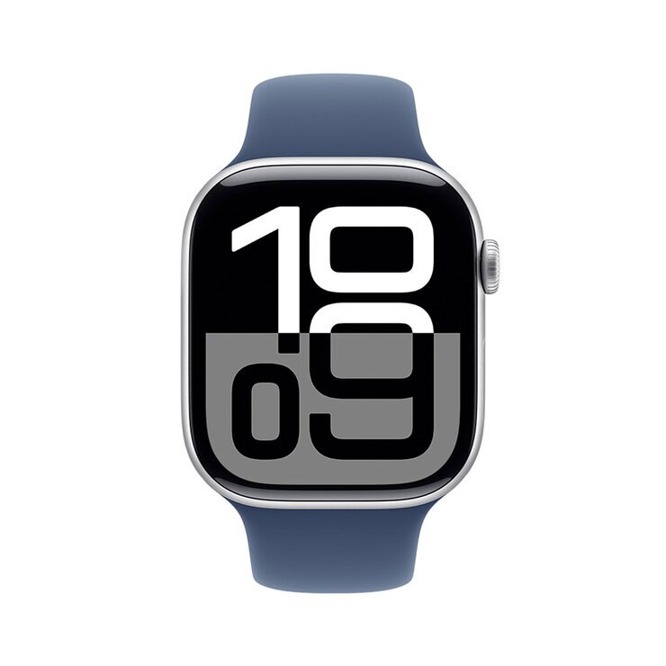 Apple Watch S10 (GPS) Caja de aluminio plata 46mm con correa deportiva azul denim M/L — Imagen 2 de 4