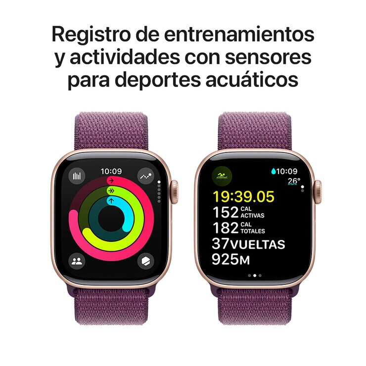 Apple Watch S10 (GPS) Caja de aluminio oro rosa 42mm con correa loop ciruela — Imagen 3 de 4