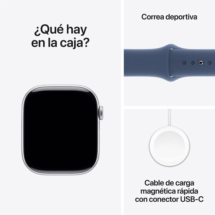 Apple Watch S10 (GPS) Caja de aluminio plata 46mm con correa deportiva azul denim M/L — Imagen 3 de 4