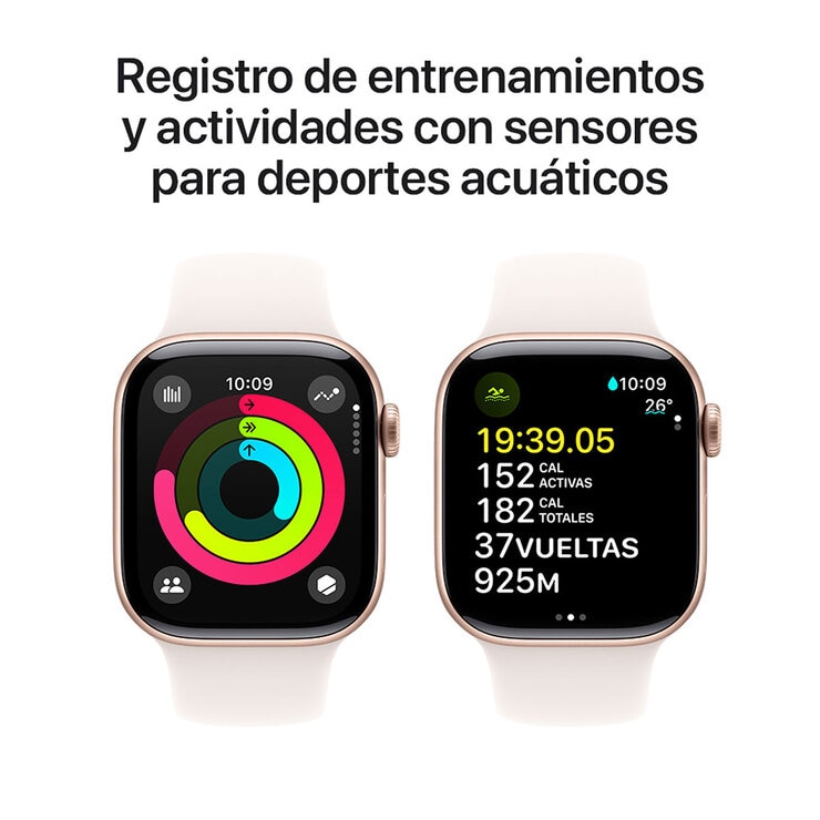 Apple Watch S10 (GPS) Caja de aluminio oro rosa 42mm con correa deportiva rosa rubor — Imagen 4 de 4