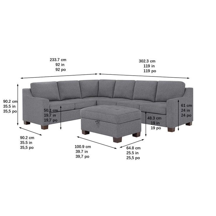 Thomasville, Sofá Seccional de Tela con Otomano con Almacenamiento de 3 Piezas — Imagen 4 de 4