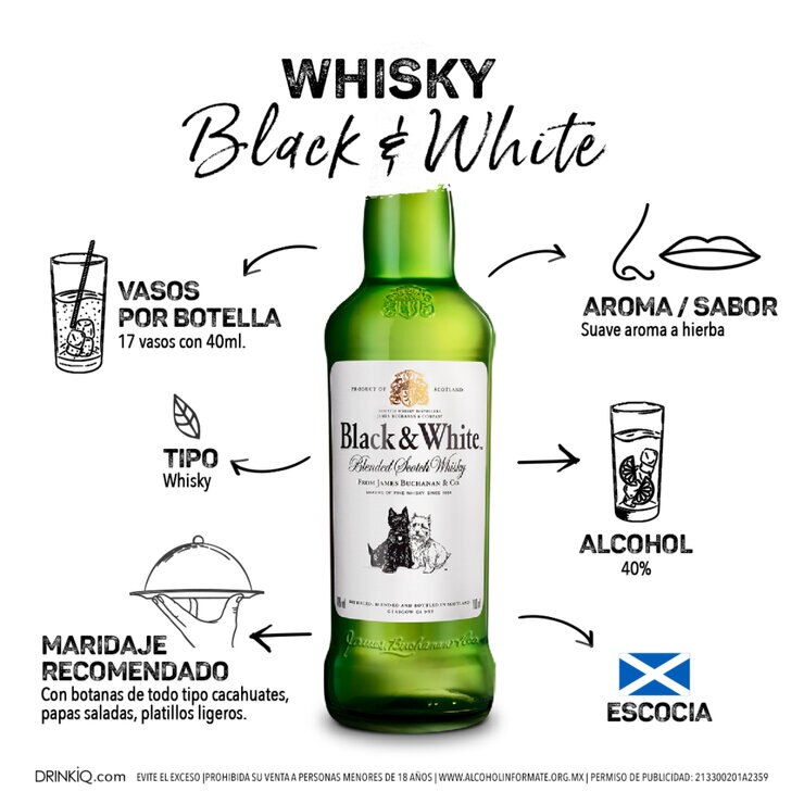 Whisky Black & White Blended Scotch 1.75 L — Imagen 2 de 3