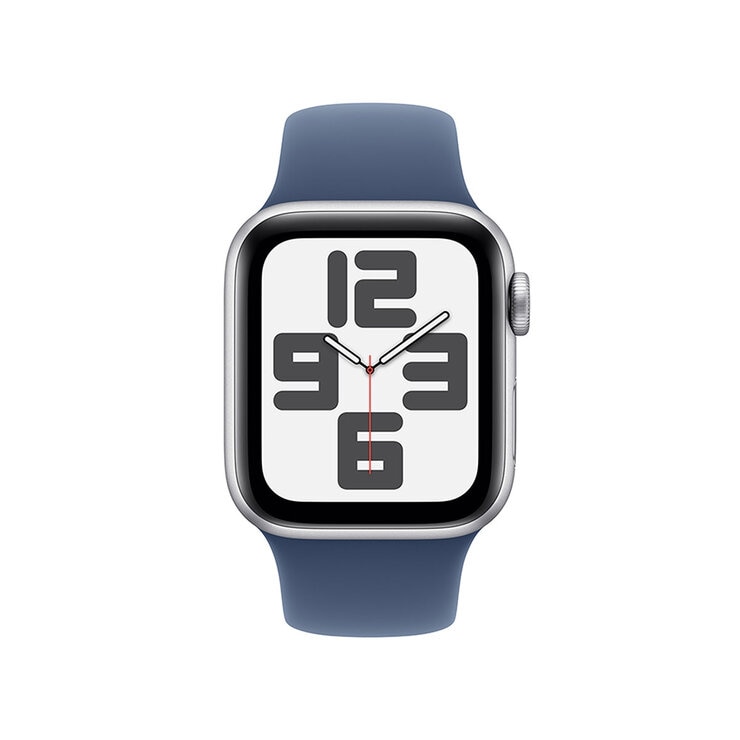 Apple Watch SE (GPS) Caja de aluminio plata 40mm con Correa deportiva azul denim S/M — Imagen 3 de 4