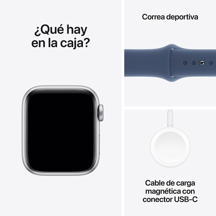 Apple Watch SE (GPS) Caja de aluminio plata 40mm con Correa deportiva azul denim S/M — Imagen 4 de 4