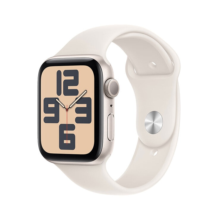Apple Watch SE (GPS) Caja de aluminio Blanco estrella 44mm con Correa deportiva Blanco estrella M/L — Imagen 1 de 4