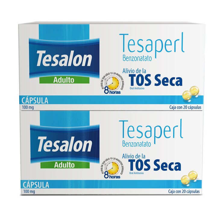 Tesalon Tesaperl Adulto Benzonatato 100mg  2 Cajas de 20 Cápsulas C/U — Imagen 1 de 4