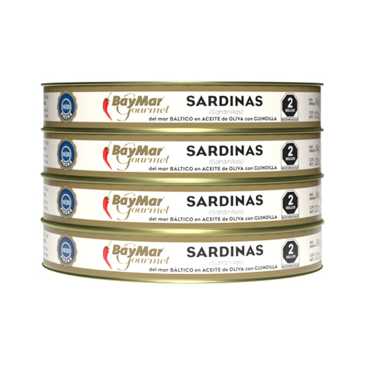 Baymar Sardinas en Aceite de Oliva 4 pzs de 120 g
