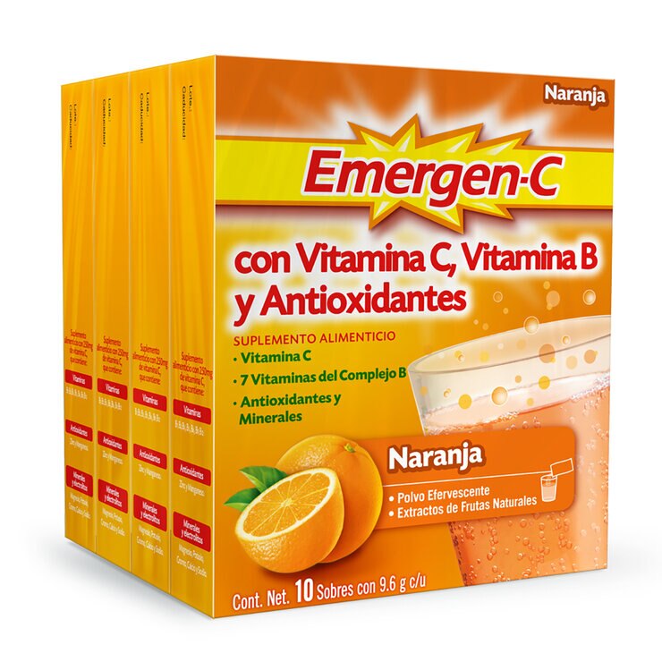 Emergenc con vitamina C, B y antioxidantes  3 cajas de 10 sobres 