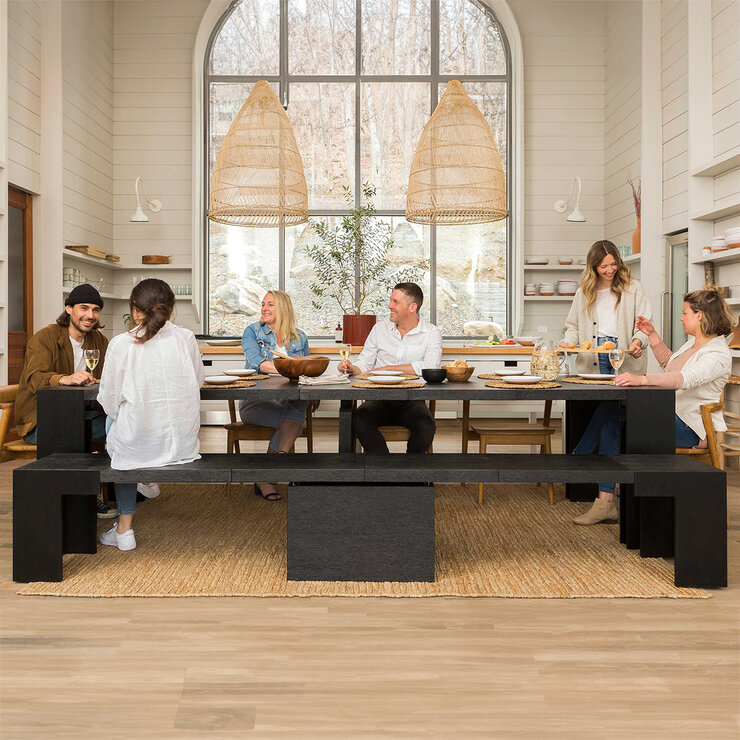 Transformer Table, Set de Comedor Expandible, Capacidad de hasta 12 Personas, 100% Madera, Color Negro Encino — Imagen 2 de 4