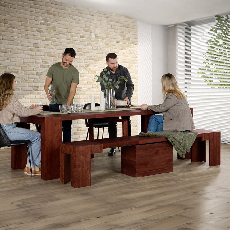 Transformer Table, Set de Comedor Expandible, Capacidad de hasta 12 Personas, 100% Madera, Color Cereza — Imagen 1 de 4