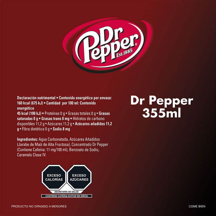 Dr Pepper 12 pzs de 355 ml — Imagen 2 de 4
