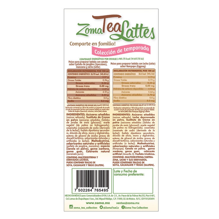 Zoma Tea Lattes de Sabores 800 g — Imagen 3 de 4