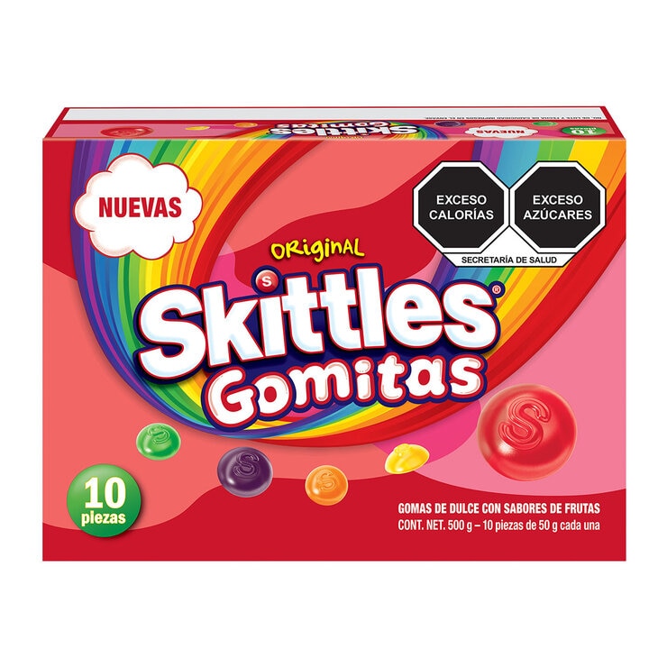 Skittles Gomitas de Dulce Sabores Frutales 10 pzas de 50g