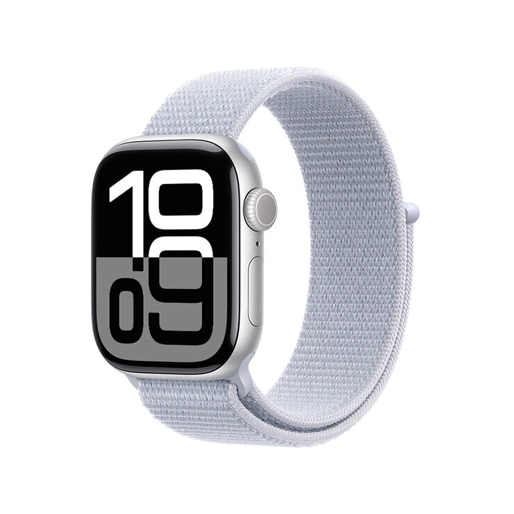 Apple Watch S10 (GPS) Caja de aluminio plata 42mm con correa loop azul nube — Imagen 1 de 4