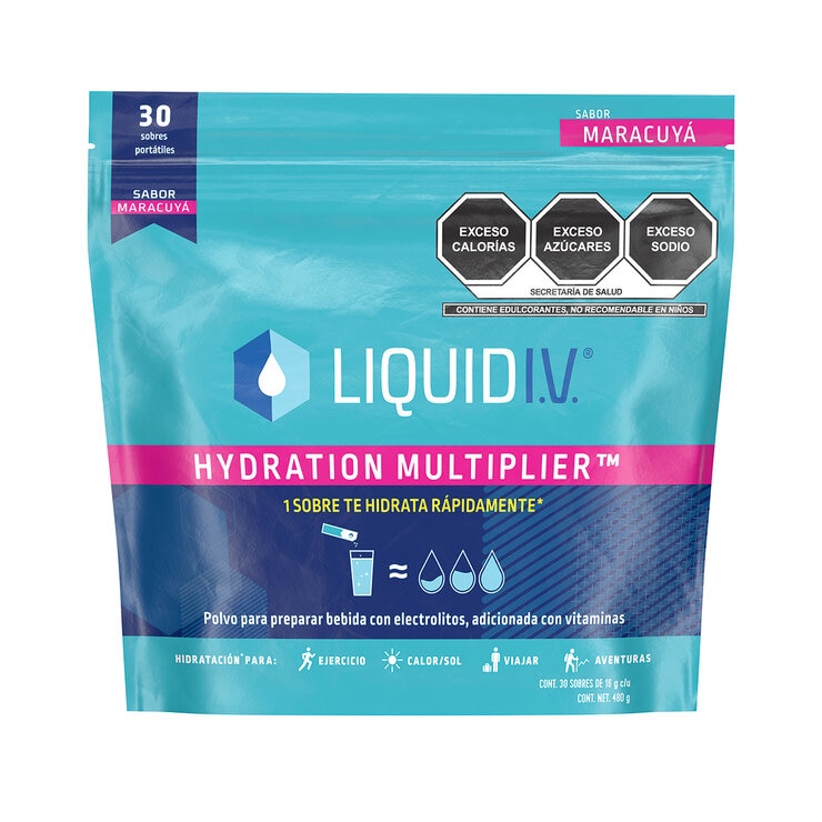 Liquid I.V. Electrolitos en Polvo sabor Maracuyá 30 pzas de 16 gr — Imagen 1 de 4