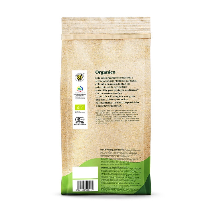 Juan Valdez Café Tostado Orgánico en Grano 1 kg — Imagen 2 de 4