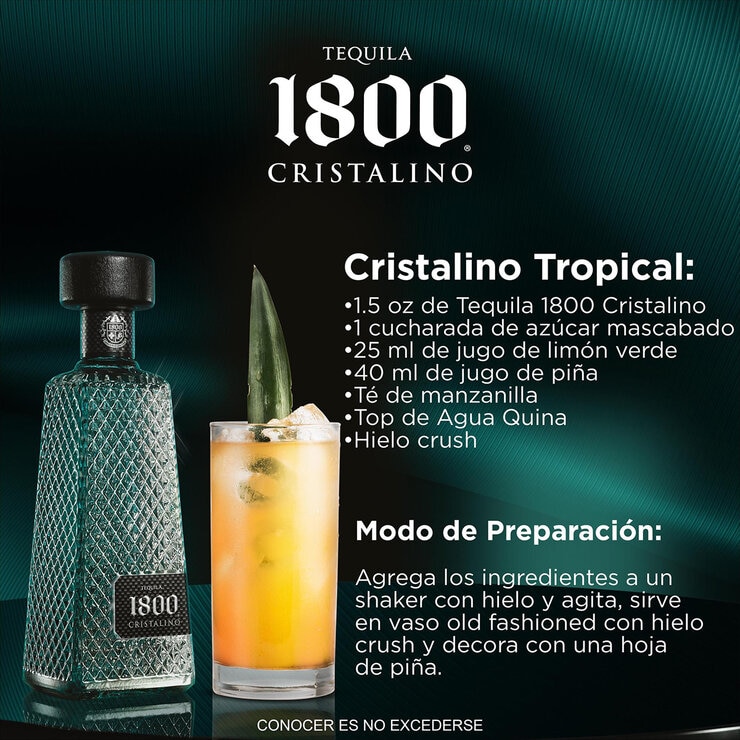 Tequila 1800 Añejo Cristalino 700 ml — Imagen 3 de 4
