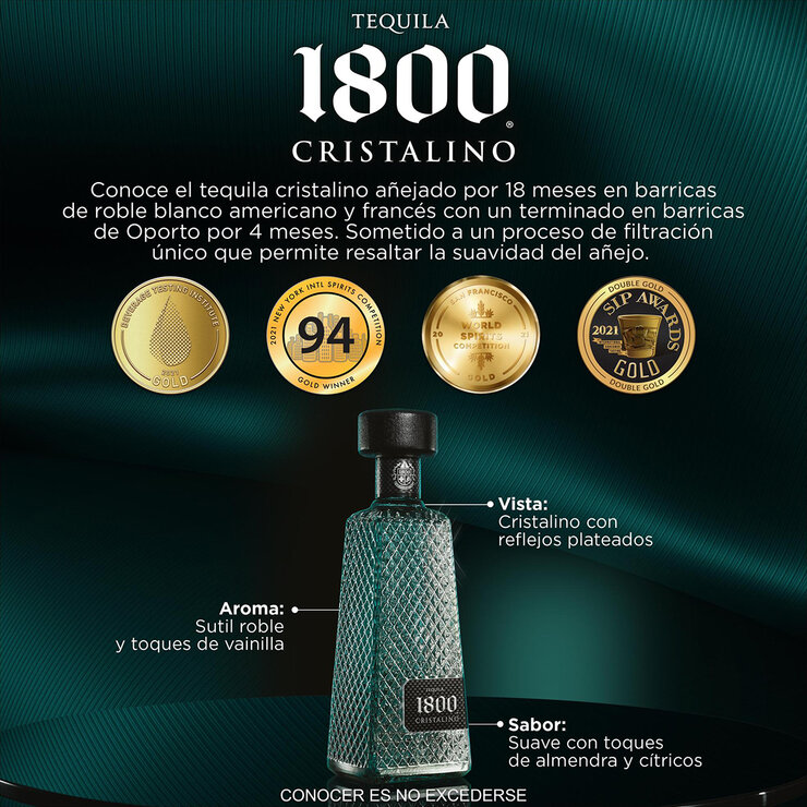 Tequila 1800 Añejo Cristalino 700 ml — Imagen 4 de 4