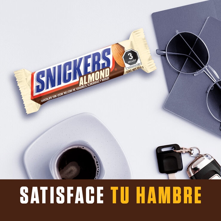 Snickers Almendra Barra de Chocolate con Leche 6 pzas de 43.4 g — Imagen 2 de 4
