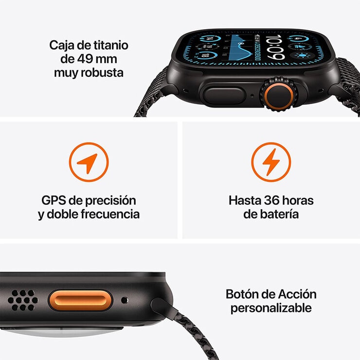 Apple Watch Ultra 2 (GPS + Cellular) Caja de titanio natural 49mm con Correa Ocean Azul Marino — Imagen 2 de 4