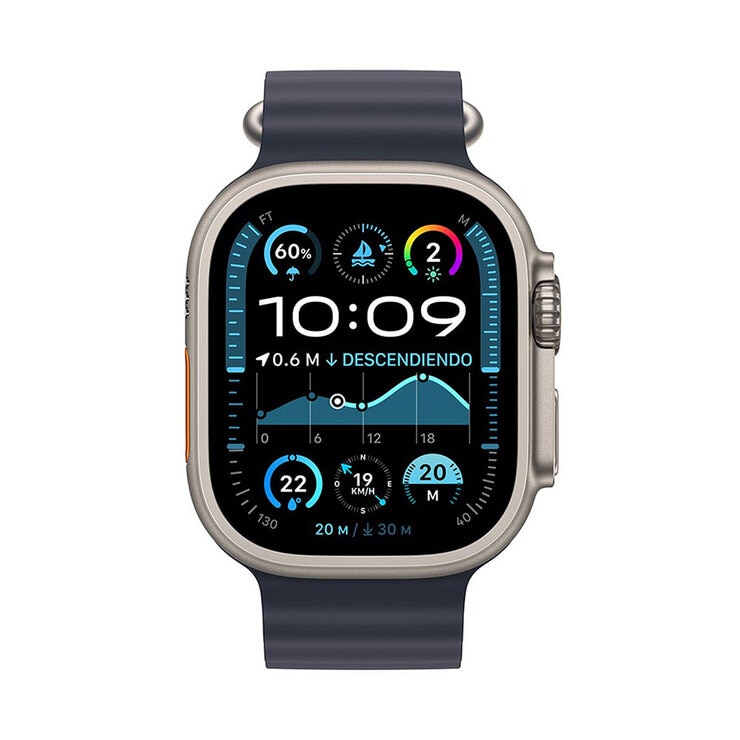 Apple Watch Ultra 2 (GPS + Cellular) Caja de titanio natural 49mm con Correa Ocean Azul Marino — Imagen 3 de 4