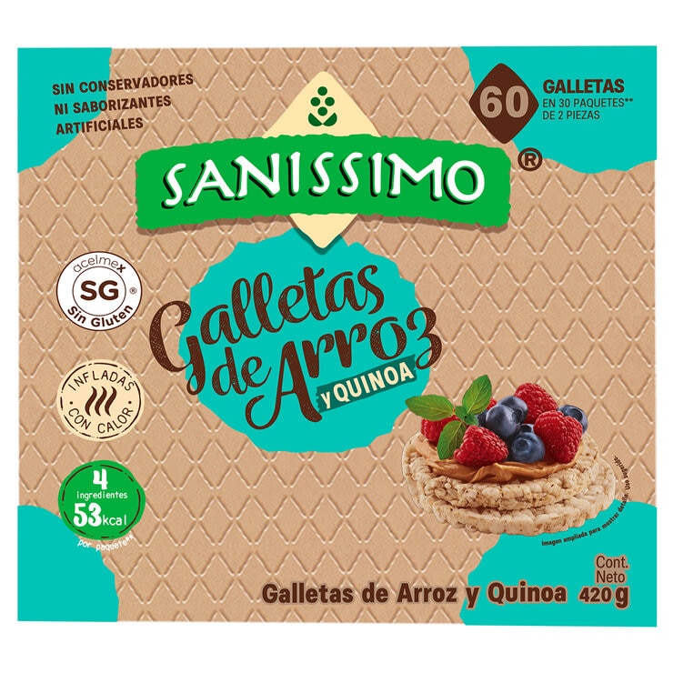 Sanissimo Galletas de Arroz y Quinoa 30 pzas de 14 g — Imagen 1 de 4