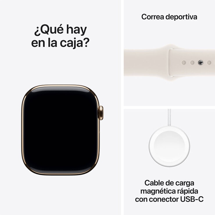 Apple Watch S10 (GPS + Cellular) Caja de titanio oro 46mm con correa deportiva blanco estrella M/L — Imagen 2 de 4