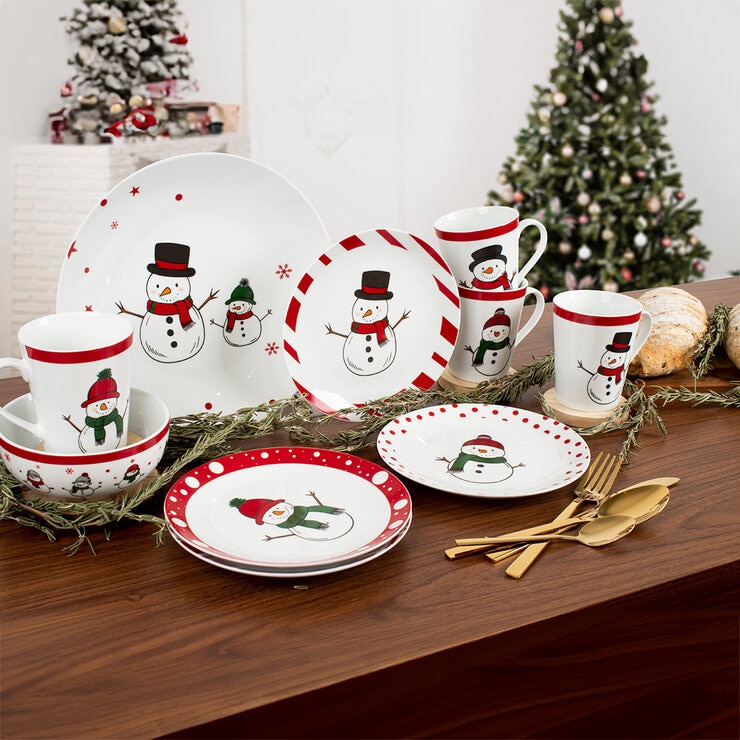 Crown Baccara Vajilla Snowman Holiday Para 4 Personas — Imagen 1 de 3