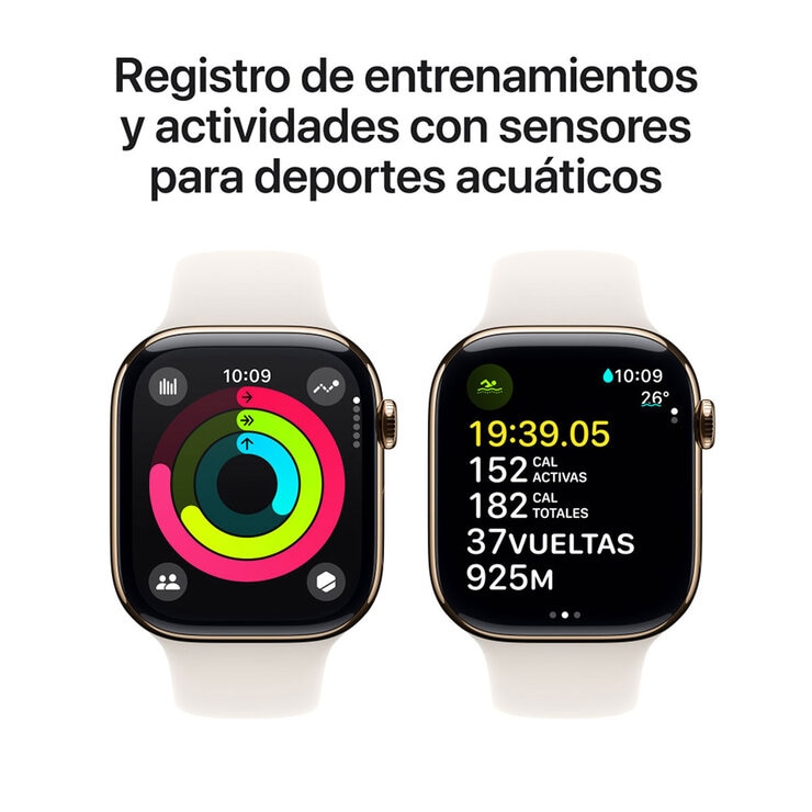 Apple Watch S10 (GPS + Cellular) Caja de titanio oro 46mm con correa deportiva blanco estrella M/L — Imagen 4 de 4