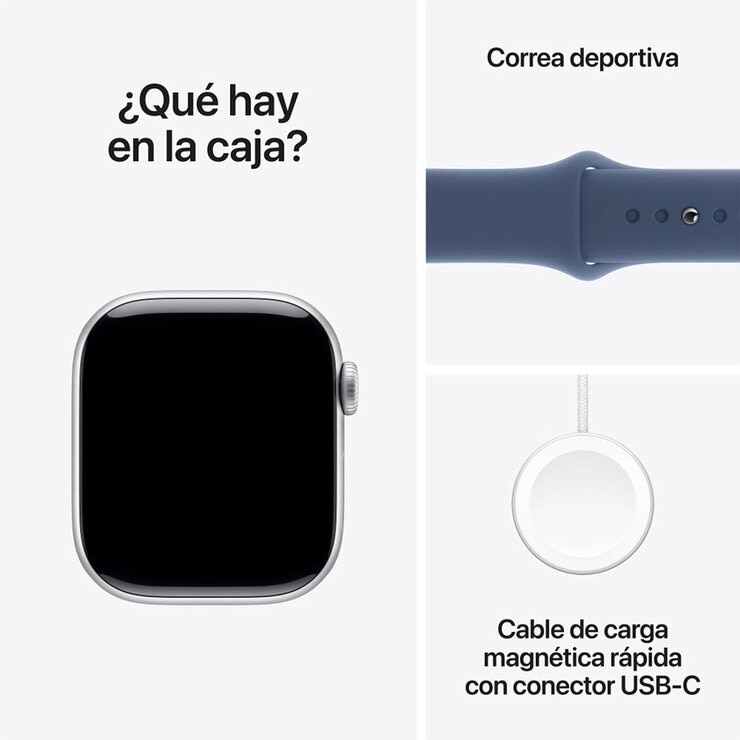 Apple Watch S10 (GPS + Cellular) Caja de aluminio plata 42mm con correa deportiva azul denim S/M — Imagen 4 de 4