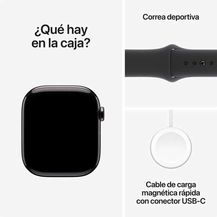 Apple Watch S10 (GPS + Cellular) Caja de titanio pizarra 46mm con correa deportiva negro M/L — Imagen 4 de 4