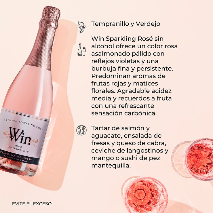 Vino Espumoso Win 0% Alcohol Rosado 750 ml — Imagen 3 de 3