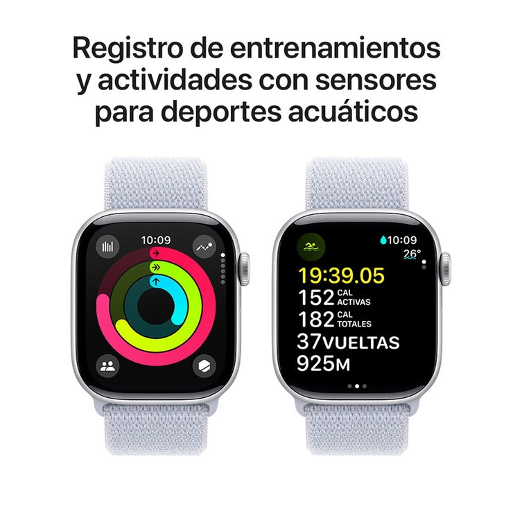 Apple Watch S10 (GPS) Caja de aluminio plata 42mm con correa loop azul nube — Imagen 2 de 4