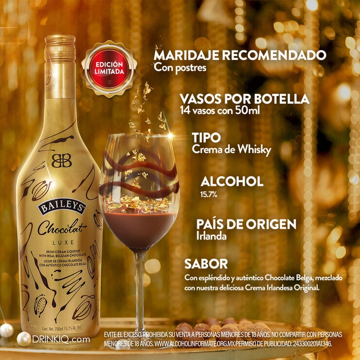 Crema Irlandesa Baileys con Chocolate Belga 700 ml — Imagen 3 de 3