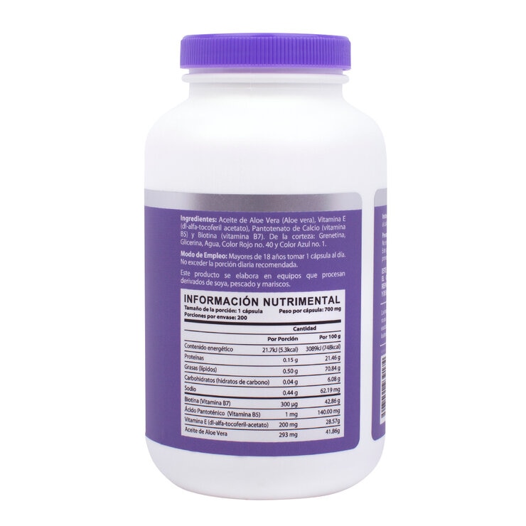 Naturagel Biotina + Ácido Pantoténico Aloe Vera  con Vitamina E 200 Cápsulas — Imagen 2 de 3