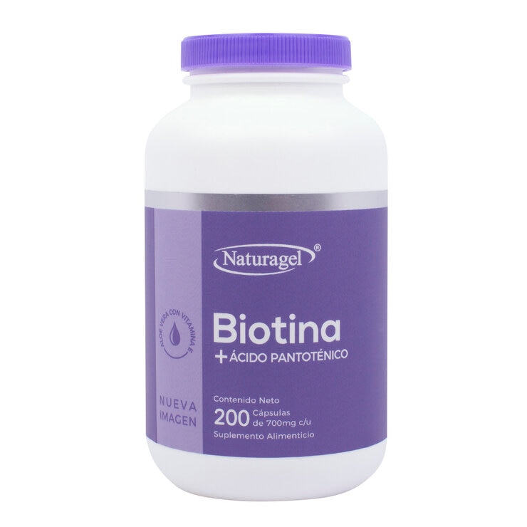 Naturagel Biotina + Ácido Pantoténico Aloe Vera  con Vitamina E 200 Cápsulas — Imagen 3 de 3