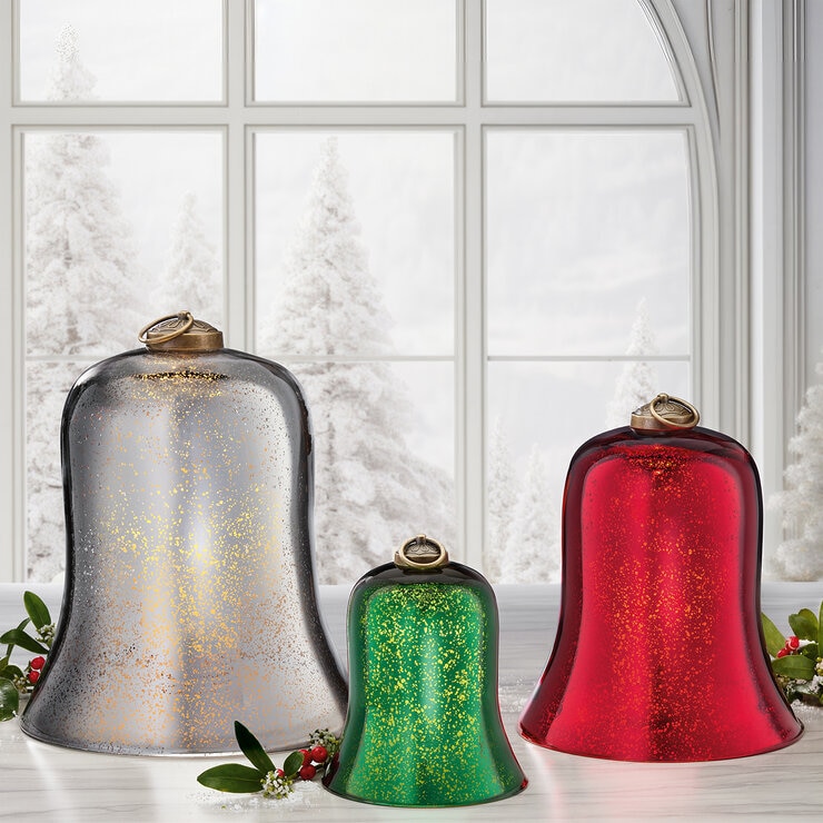 Juego de 3 Campanas de Vidrio con Velas LED  — Imagen 1 de 4