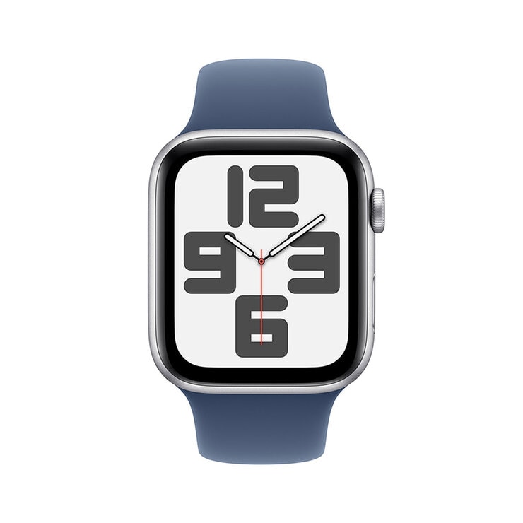 Apple Watch SE (GPS) Caja de aluminio plata 44mm con Correa deportiva azul denim M/L — Imagen 4 de 4