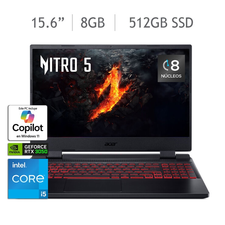 ACER Nitro 5 Gaming Laptop 15.6" Full HD Intel Core i5 8GB 512GB SSD — Imagen 1 de 4