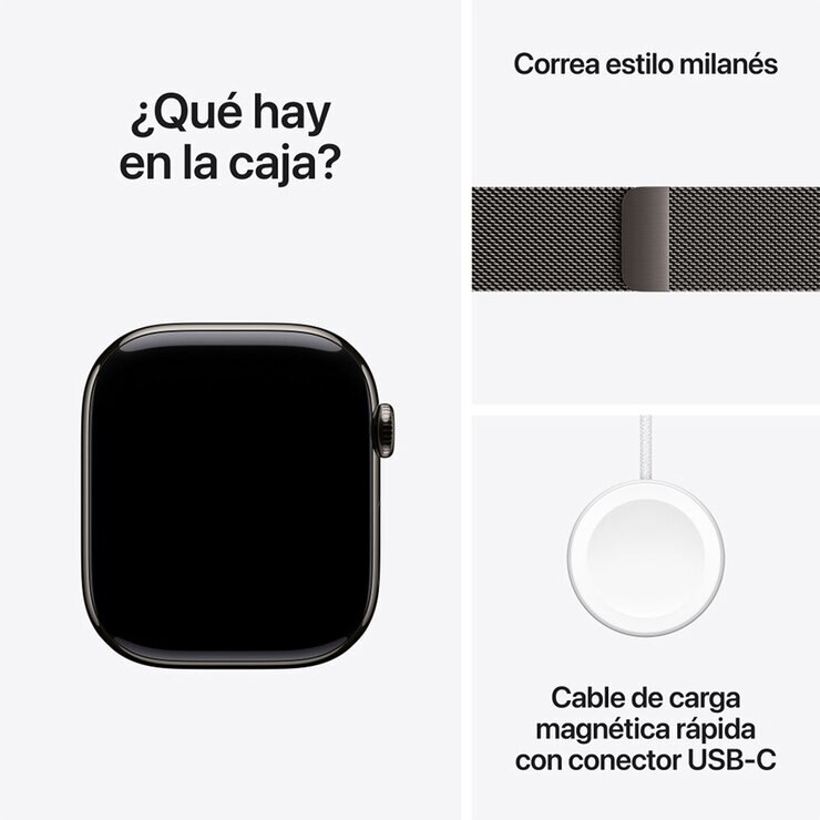 Apple Watch S10 (GPS + Cellular) Caja de titanio pizarra 46mm con correa Milanese Loop Pizarra (S/M) — Imagen 2 de 4