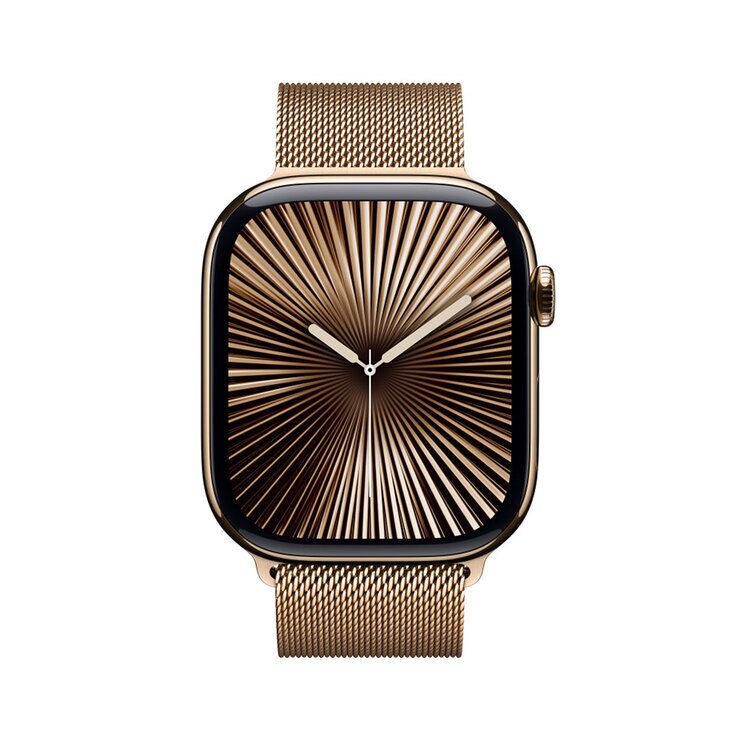 Apple Watch S10 (GPS + Cellular) Caja de titanio oro 46mm con correa Milanese Loop Oro (S/M) — Imagen 2 de 4