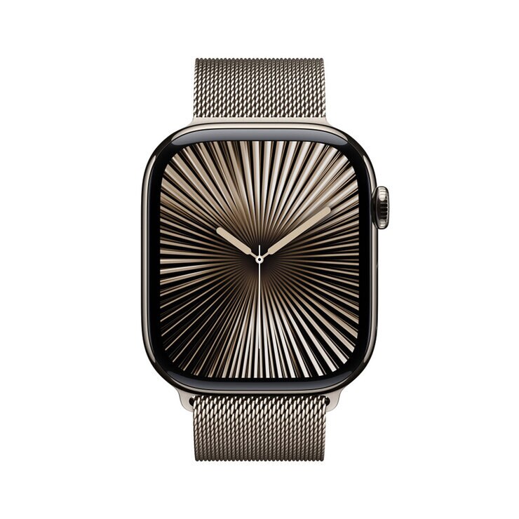 Apple Watch S10 (GPS + Cellular) Caja de titanio natural 46mm con correa Milanese Loop Natural (S/M) — Imagen 4 de 4