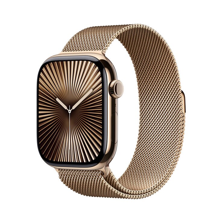 Apple Watch S10 (GPS + Cellular) Caja de titanio oro 46mm con correa Milanese Loop Oro (S/M) — Imagen 1 de 4
