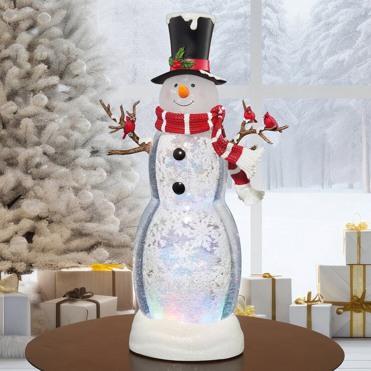 Linterna de Muñeco de Nieve con Aves con Luz LED — Imagen 1 de 3