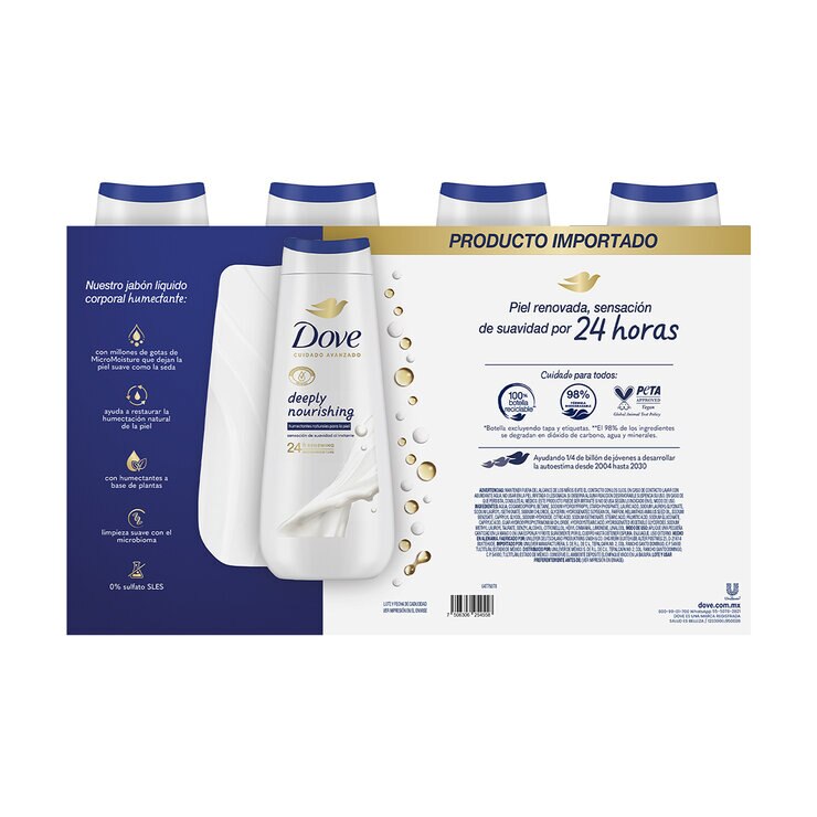 Dove Jabón Corporal Líquido 4 pzas de 600 ml — Imagen 3 de 4