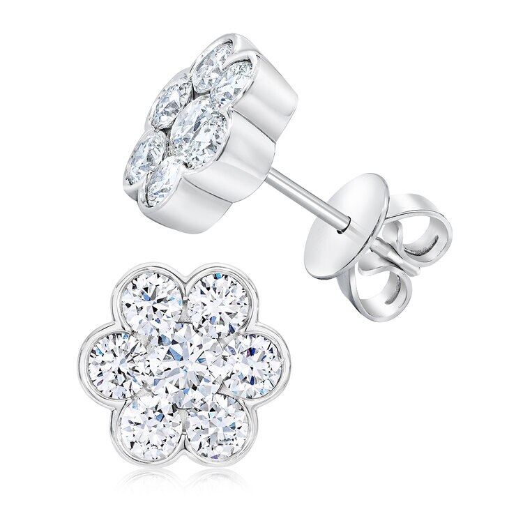 Aretes, 1.30ctw Diamantes, Oro Blanco de 14K — Imagen 2 de 4