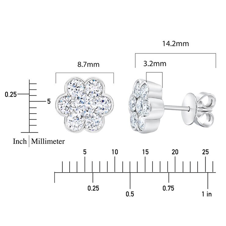 Aretes, 1.30ctw Diamantes, Oro Blanco de 14K — Imagen 4 de 4