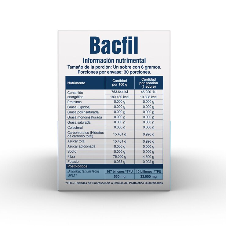 Bacfil Suplemento Alimenticio Caja con 30 Sobres — Imagen 2 de 3