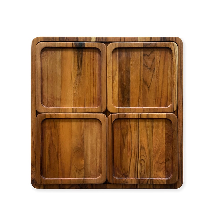 Teak Haus Set Para Servir de 5 Tablas de Madera de Teca — Imagen 1 de 4