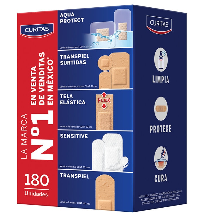 Curitas Adhesivas Caja con 180 Curitas — Imagen 1 de 2